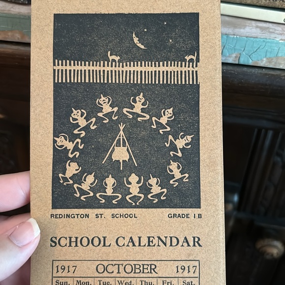Antique 107 Year Old School Calendar Page Redington St. - Picture 2 of 6